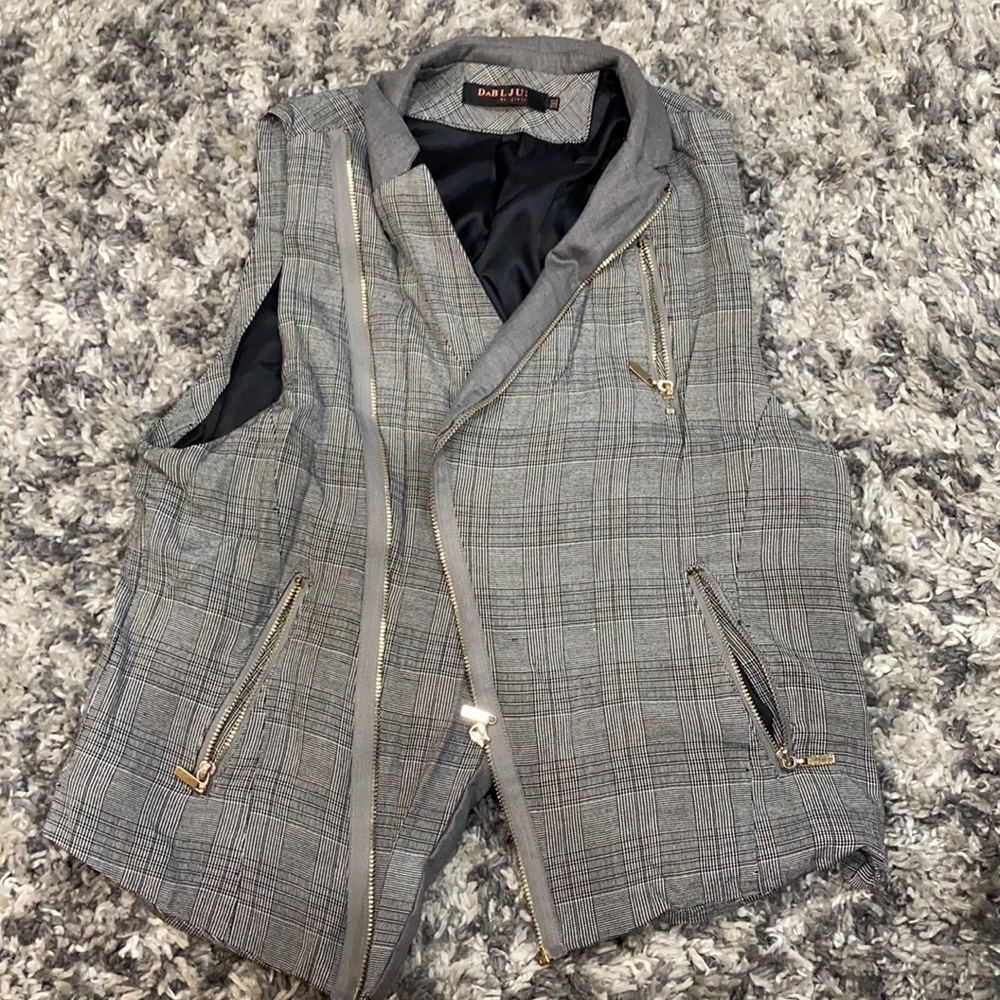 Plaid Asymmetric Vest